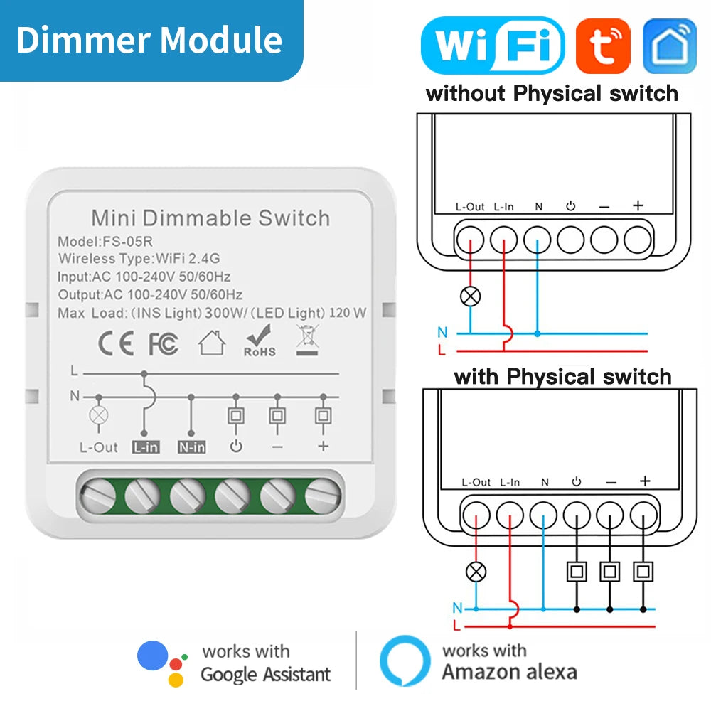 TNCE Tuya Switch Light Curtain Dimmer WIFI Zigbee, Smart DIY MINI Module, Roller Blinds Shutter Breaker, voice alexa google home