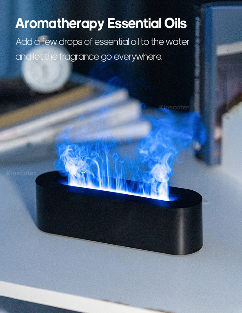 Simulation Colorful Flame Aroma Diffuser Air Humidifier Aromatherapy Essential Oil Timing Ultrasonic Cool Mist Maker Fogger