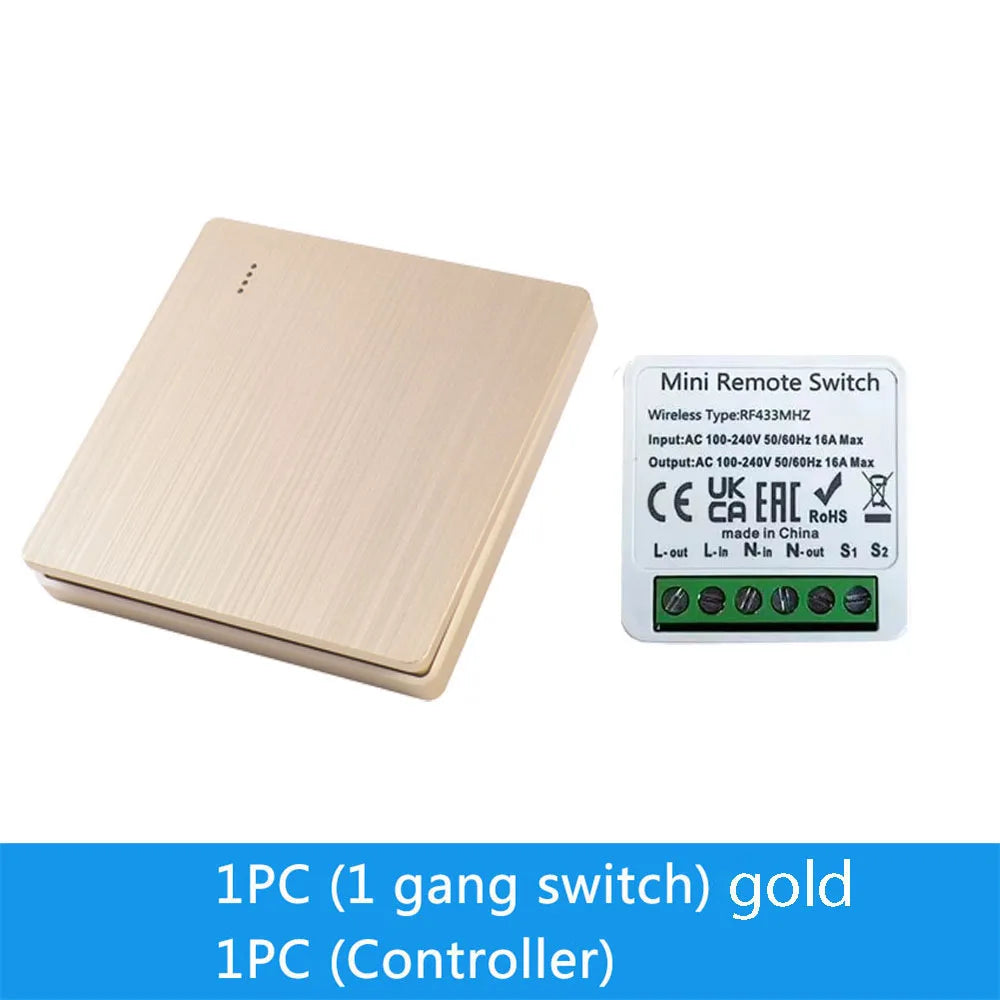 Wireless Smart Switch Light 433Mhz RF 86 Wall Panel Switch with Remote Control Mini Relay Receiver Home Led Light Lamp Fan