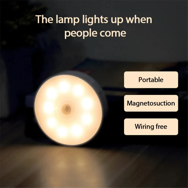 Smart Human Sensor LED Night Light USB Charging Wireless Magnetic Mount Emergency Auto Lighting Lamp for Home Office Hallway