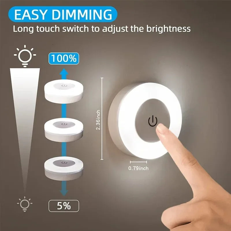 3 Modes LED Touch Sensor Night Lights Portable USB Rechargeable Magnetic Base Wall Light Bedroom Living Room Dimming Night Lamps