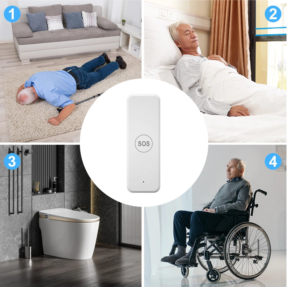 Tuya WiFi or Zigbee WiFi Panic Button for Elderly Senior Emergency Fall Alert Devices SOS Life Alarm Caregiver Pager Tuya Smart