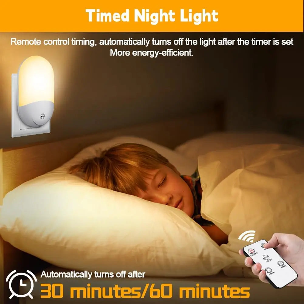 Baby Night Lamp Warm LED Bedside Lamp with Plug-in Wall Remote Control  Kawaii Room Decor RGB Multicolor Light