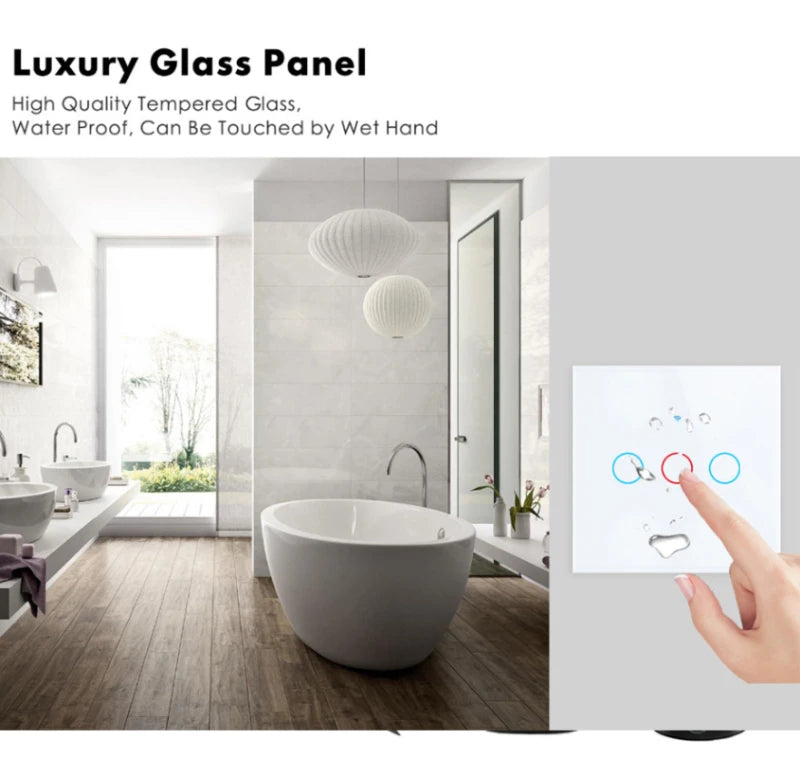 Tuya WiFi Smart Touch Switch EU Two Wiring Methods LED 1/2/3Gang Wall Light Switches Smart Life Home Via Alexa Google Home