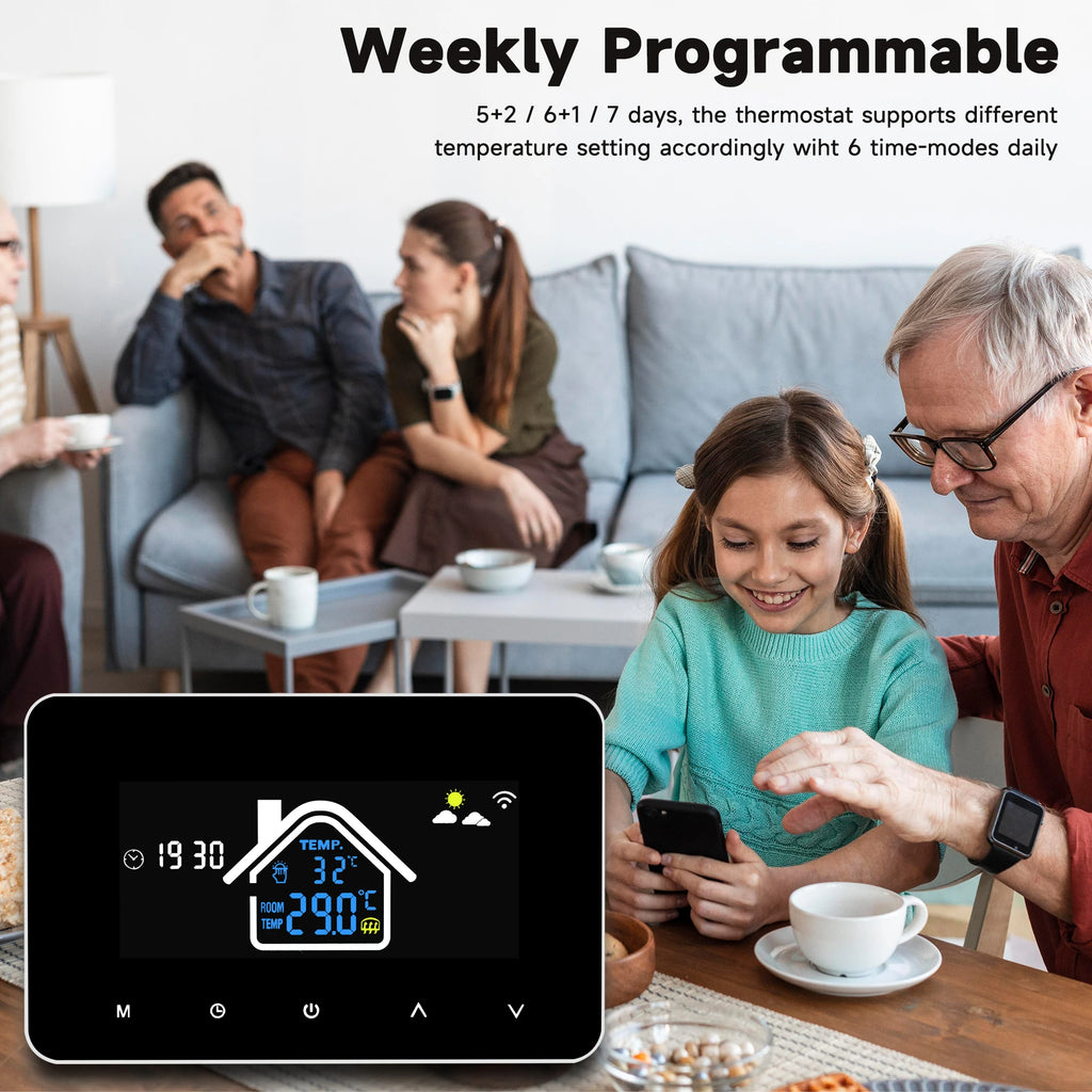 WiFi Smart Thermostat Temperature Controller Electric Floor Heating Water Heating LCD Display for Alice Alexa Google Home
