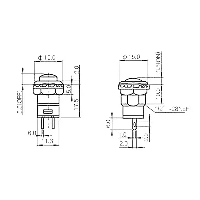 5/20PCS Self-Lock /Momentary Pushbutton Switches DS228 DS428 12mm OFF-ON Push Button Switch DS-228 DS-428