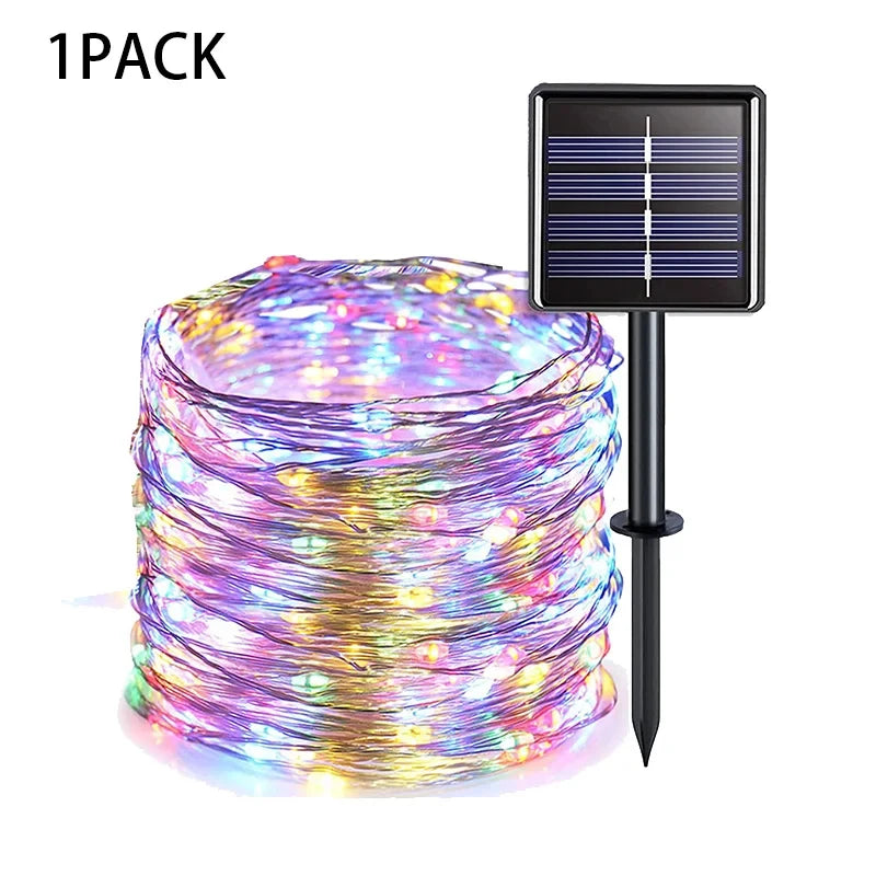 102M/52M/32m/22m/11m/7m Solar LED Light Outdoor Festoon Waterproof Garland String Lights Street Garland for Wedding Party Decor