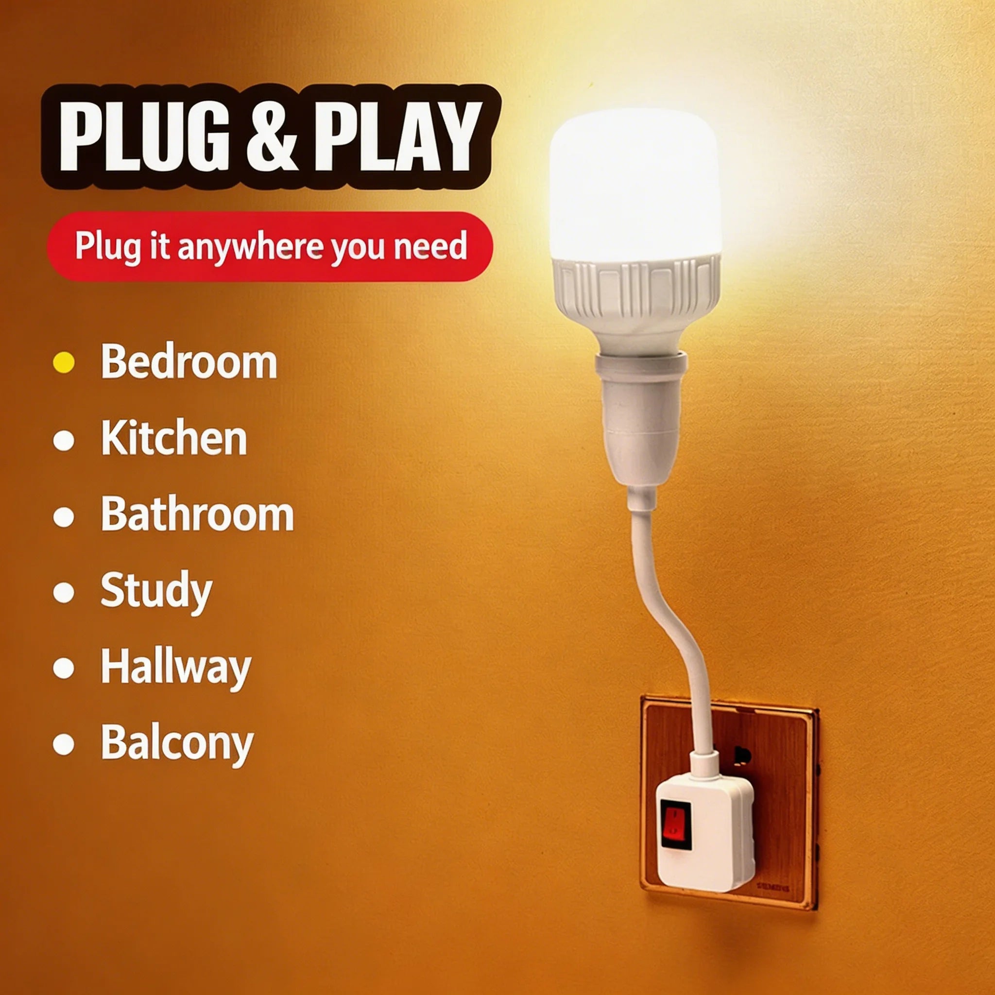 Plug-in LED Night Light With Switch Super Bright Energy Saving Socket Lamp Bedroom Bedside Wall Home Indoor Lighting