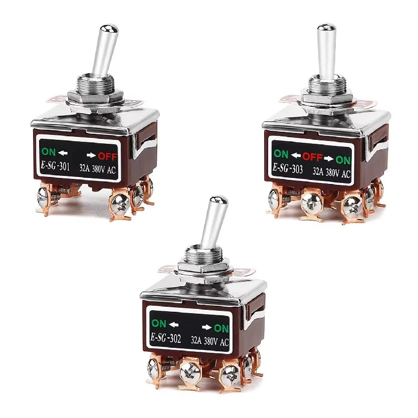 Heavy-Duty E-SG-SERIES Rocker Switch 32A 250VAC Self-Lock Reset with Multiple Pin Options 2-12 Pin