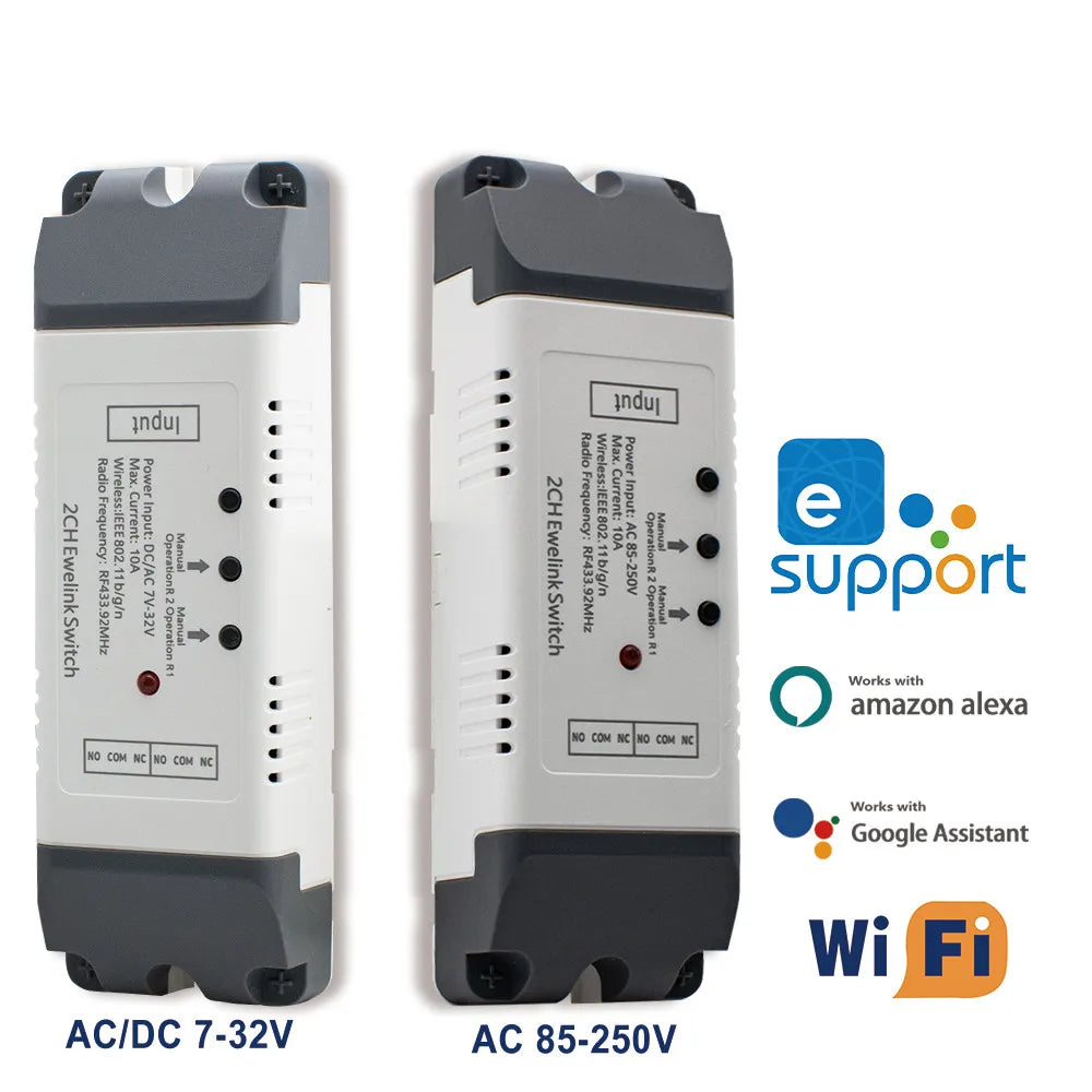 eWelink Smart Home 2CH Wifi Motor Forward Reverse Switch USB 5V DC 12V 24V 32V 85-250V 220V 2 Channel Module Relay,Alexa Googole