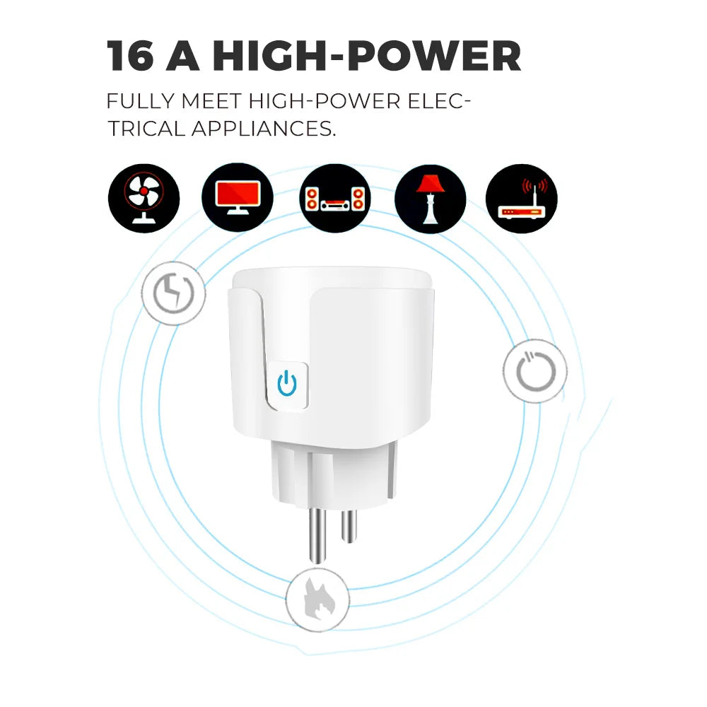 Smart Plug WiFi Socket EU 16A/20A With Power Monitor Timing Function Tuya Smart Life APP Works With Alexa Google Home