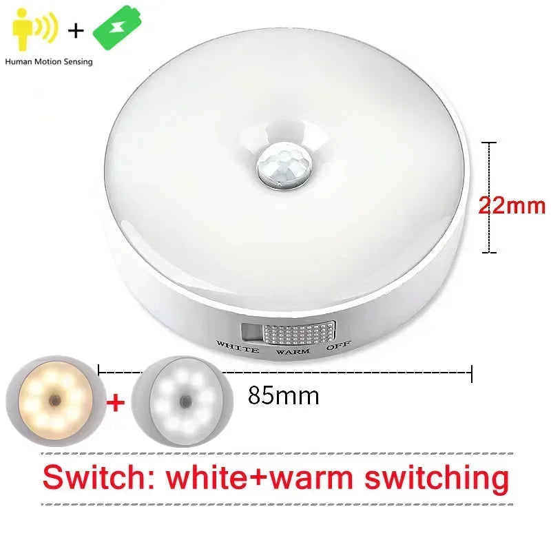 USB Charging Smart Sensor Lamp LED Human Body Induction Night Light Bedside Bedroom Home Corridor Lighting 8 LEDs Mini Wall Lamp
