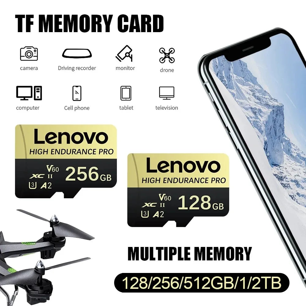Lenovo SD Memory Card 2TB 1TB Class 10 High Speed Micro TF Card 1TB 512GB128GB 256GB For Nintendo Switch PC Smart phone SD Card