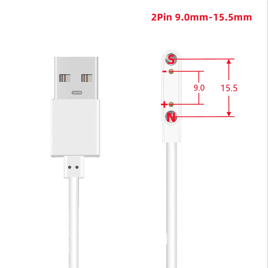 Smart Watch Magnetic Charging Cable USB Charger 2Pin 4Pin Long Power Adapter Line For Smartwatch Juicer Facial Beauty Devices