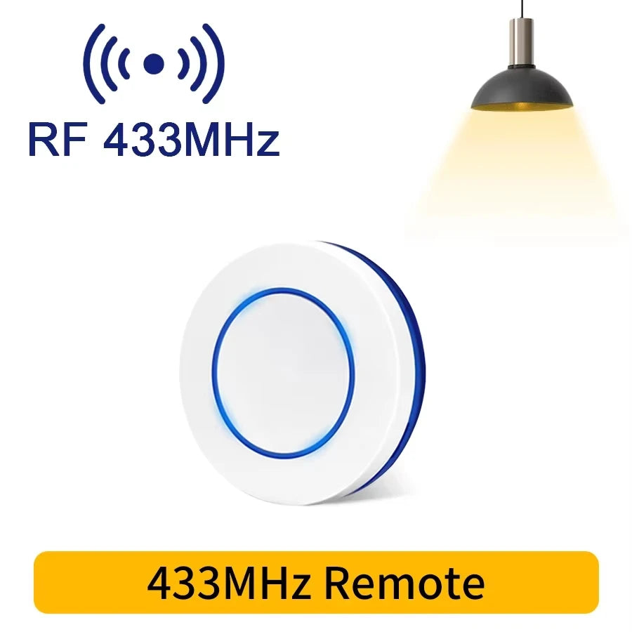 AXUS 110V 220V Mini Receiver 433HMz Wireless Round Button Remote RF Safey Switch Module 2200W Fr Home LED Lamp Bulb