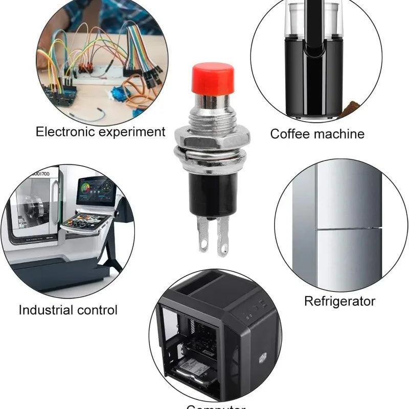 7Mm Momentary Push Button Switch Mini Pushbutton Switches Reset Jog Lock Free Switch Pre-Soldered Normal Open Light Pushbuttons