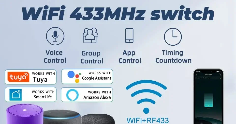 Tuya Smart Switches US Neutral Wire/No Neutral Wire Required 1/2/3/4 Gang WiFi Touch Light Switch Work with Alexa Google Home