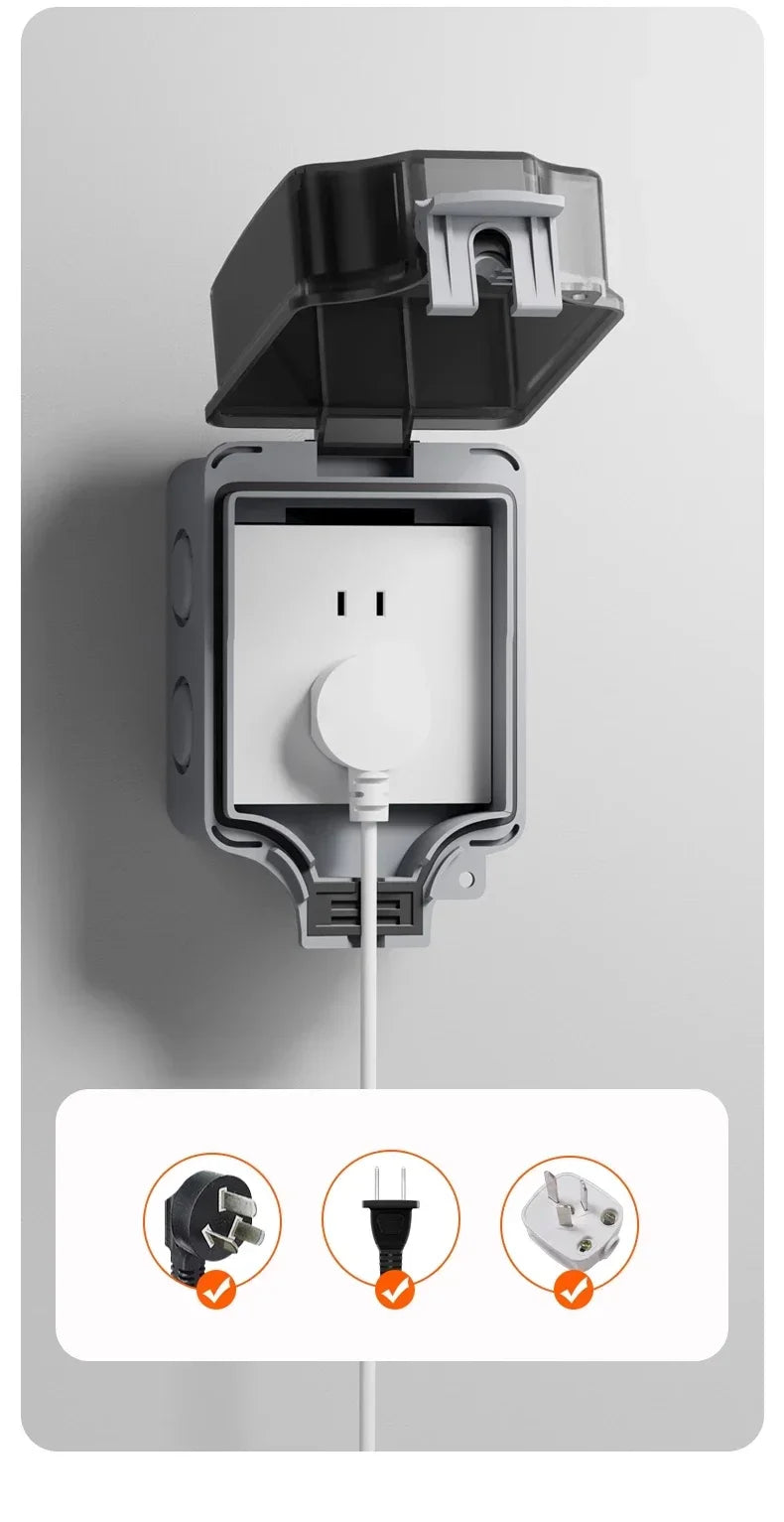 IP66 Outdoor Socket 220V EU Sockets with Switch Waterproof Double Plug for Garden Courtyard Use Waterproof Socket Box