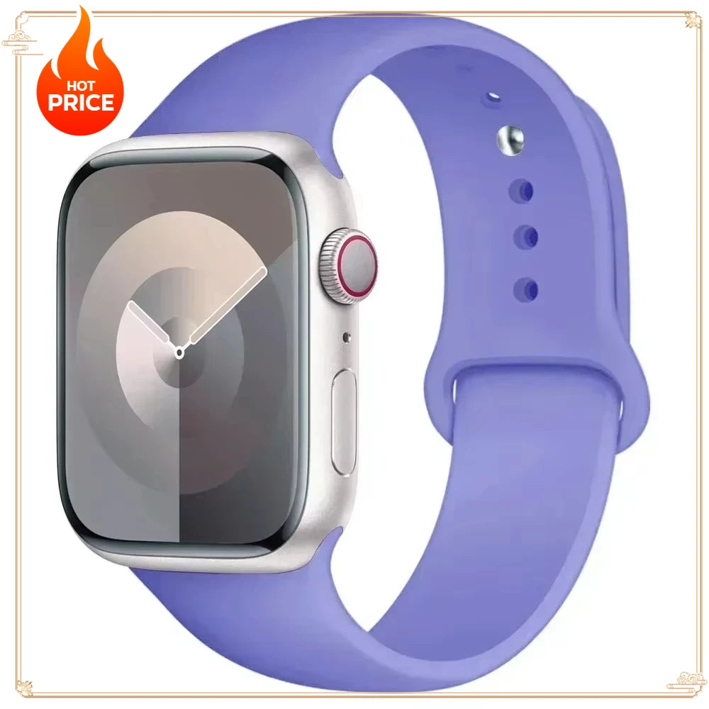 Original Silicone Strap for Apple Watch Band 38/40/41/42/44/45/46MM 49mm Bracelet for Iwatch Serie 10 9 7 4 5 6 8 SE Ultra 2 3