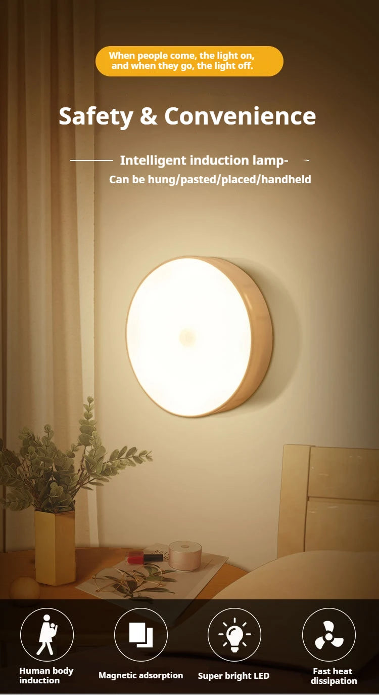 USB Rechargeable Motion Sensor Night Light LED Lamp for Kitchen Bedroom Stairs Hallway Cabinet Closet Wardrobe -Energy Efficient