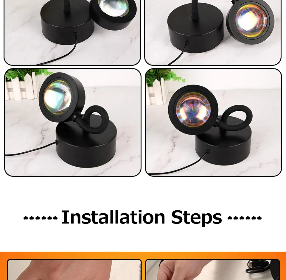 Sunset Projector Lamp Bluetooth Night Light Rainbow Atmosphere Light Room Decor Background Wall Decoration Bedroom Table Lamp