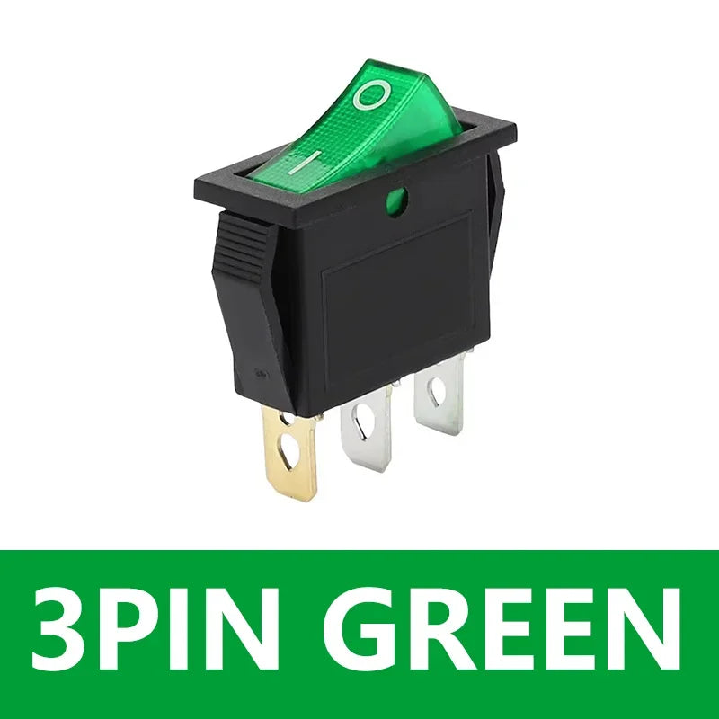 5/20PCS KCD3 Rocker Switch with LED ON OFF 16A 250V 220V 3 Pin 20A Small Light Cover Cap for Electric 2Position Switch
