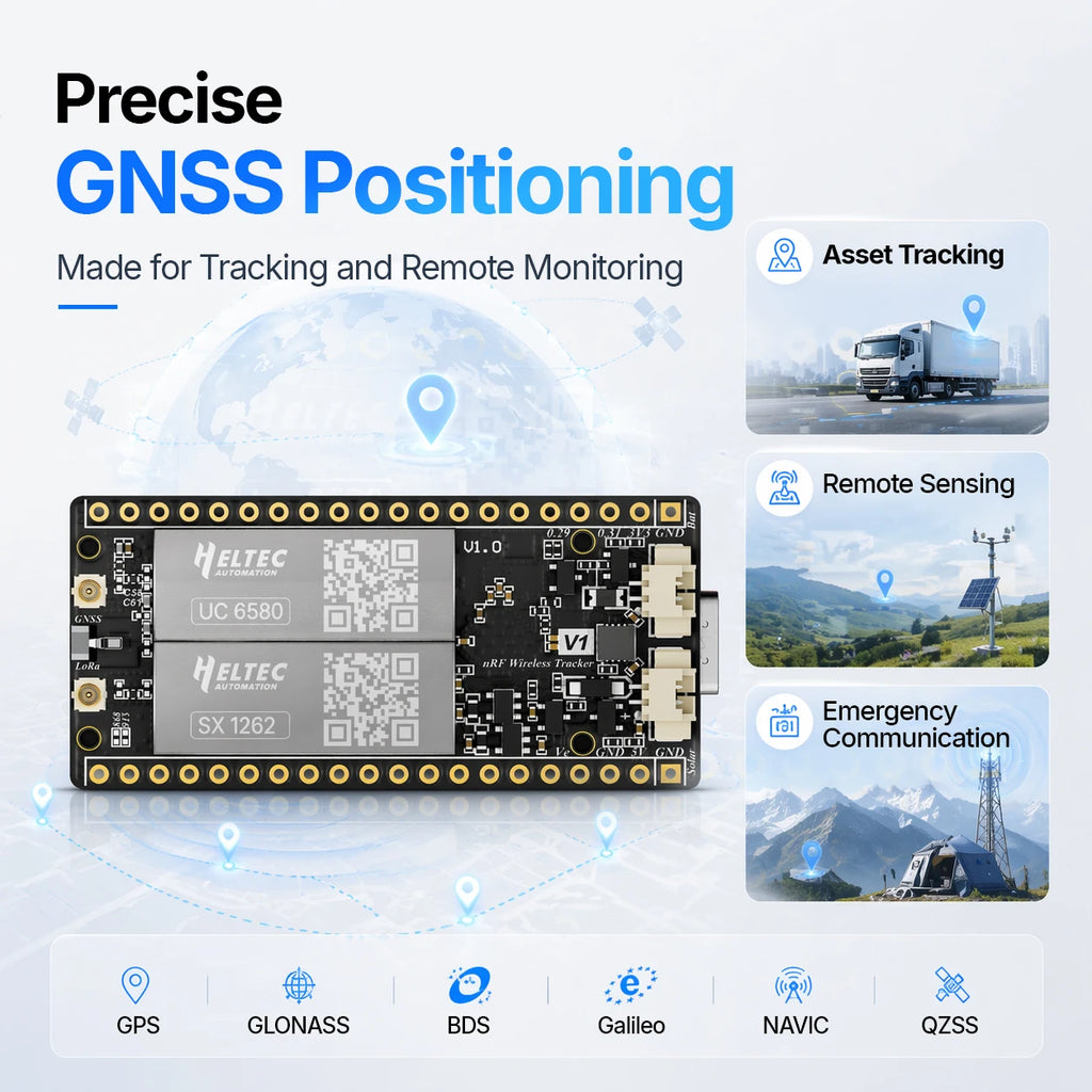 Heltec Tracker Mesh Node T096 nRF52840 SX1262 LoRa Chip Ultra-low Power BLE GNSS 28±1dBm Meshtastic MeshCore Global Positioning