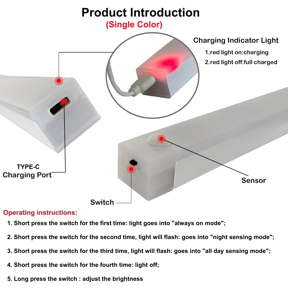 AITHEA LED Motion Sensor Light Wireless USB  Rechargeable Night Light Portable Induction Lamp for Cabinet Wardrobe Staircase