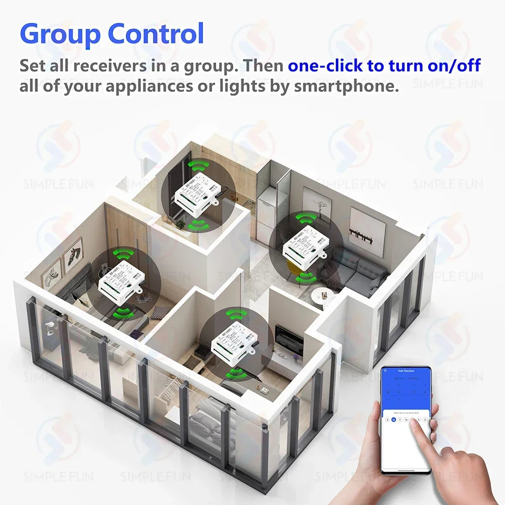 Tuya WiFi RF433mhz Motor Remote Control Switch 2 CH DC 12V 24V DIY Switch/Garage Door Opener/Motor,Work with Alexa Google Home