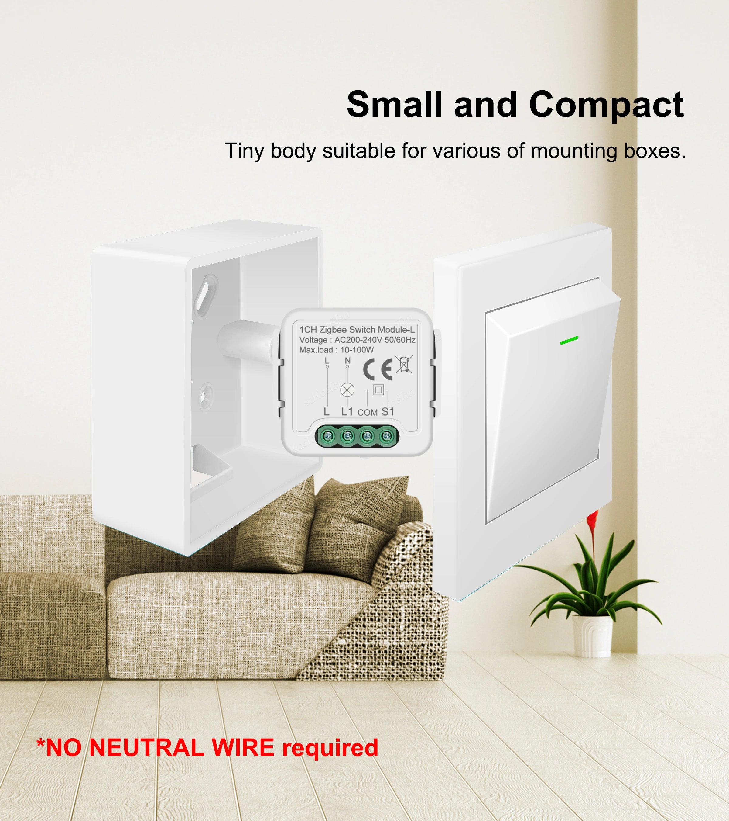 No Neutral Tuya ZigBee 3.0 Smart Switch Module 1 2 3 4 Gang Wire Required Smart Home DIY Light Breaker Works with Alexa Google