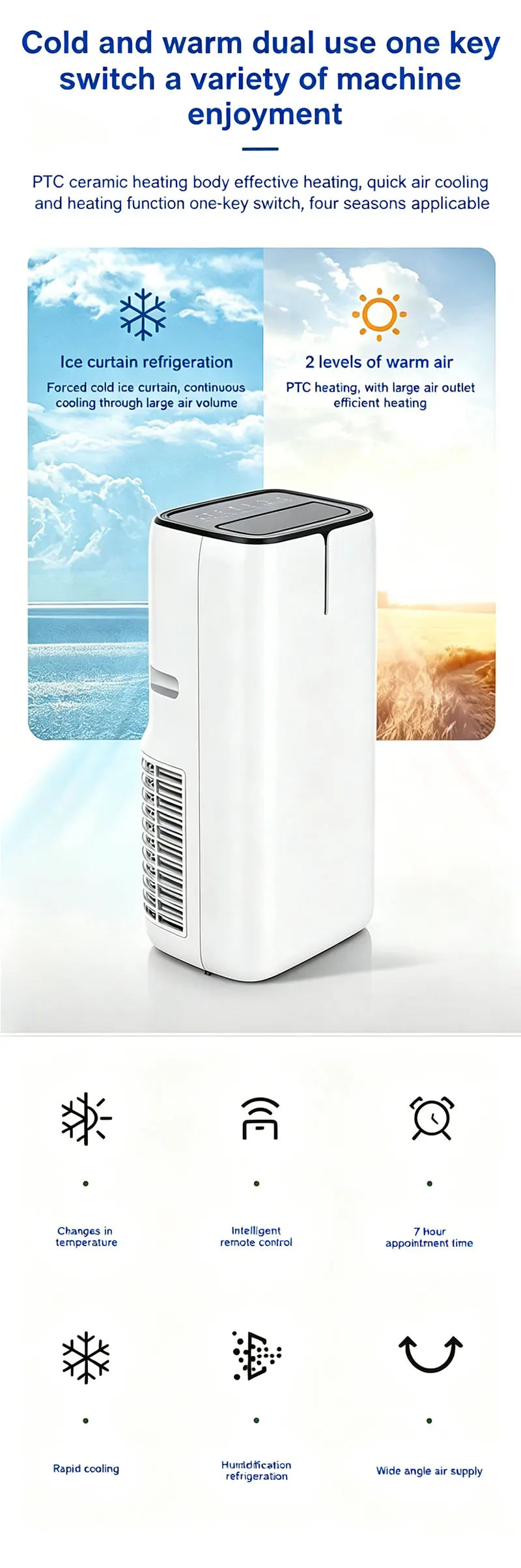 Home Smart Appliances Cus tom Color Brand 220-240V Cooling and Heating Portable Air Conditioner