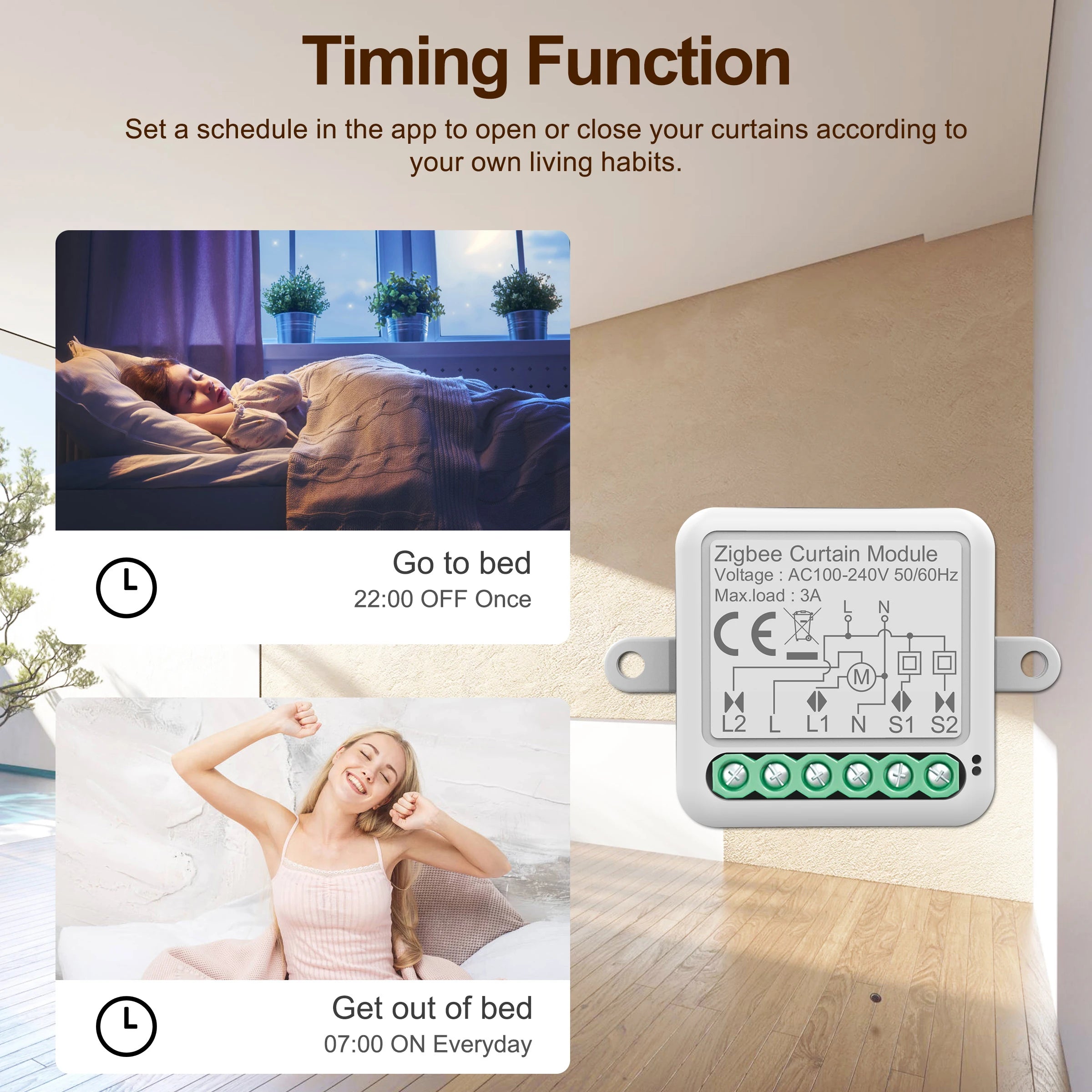 Matter Tuya WiFi Zigbee Mini Curtain Switch Interrupter Roller Shutters Smart Blind Breaker Module Work with  Alexa Google Home