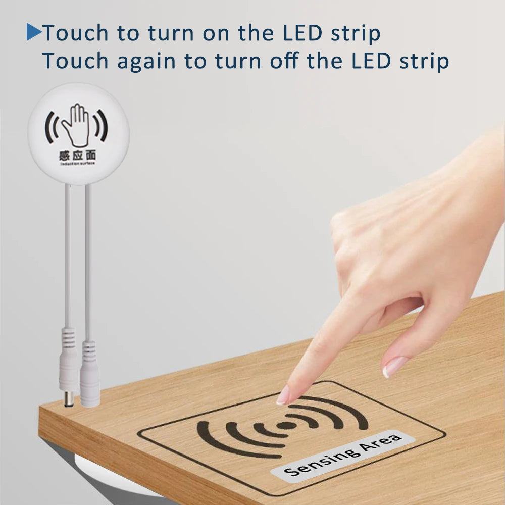 Penetrable 25mm Wood Touch Sensor LED Light Switch 5V 12V 24V 60W Hand Sweep Dimmable Touch Dimmer for Mirror Cabinet Shelf Lamp