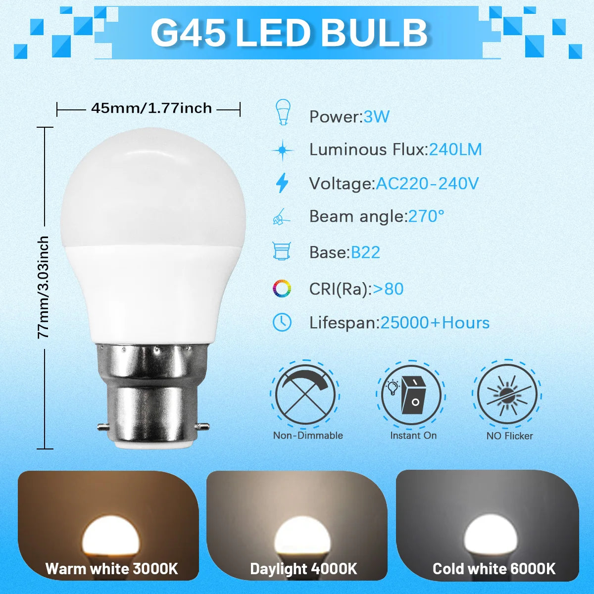 4PCS LED Bulb B22 Lamps 80-100LM/W 3W 8W 9W 12W 15W 18W 24W AC 220V 240V Lampada Light Bulbs LivingRoom Home Indoor LED Bombilla