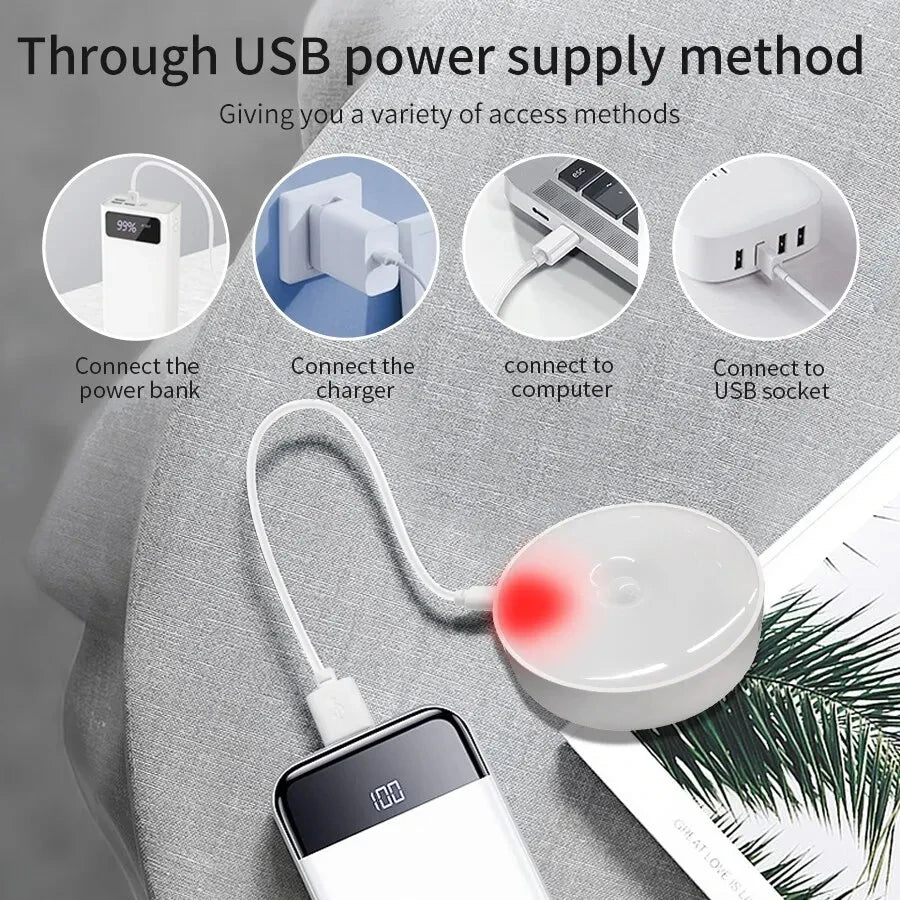 PIR Motion Sensor LED Night Light USB Rechargeable Bedroom Night Lamp Kitchen Cabinet Wardrobe Lamp Stairs Hallway Closet Lights