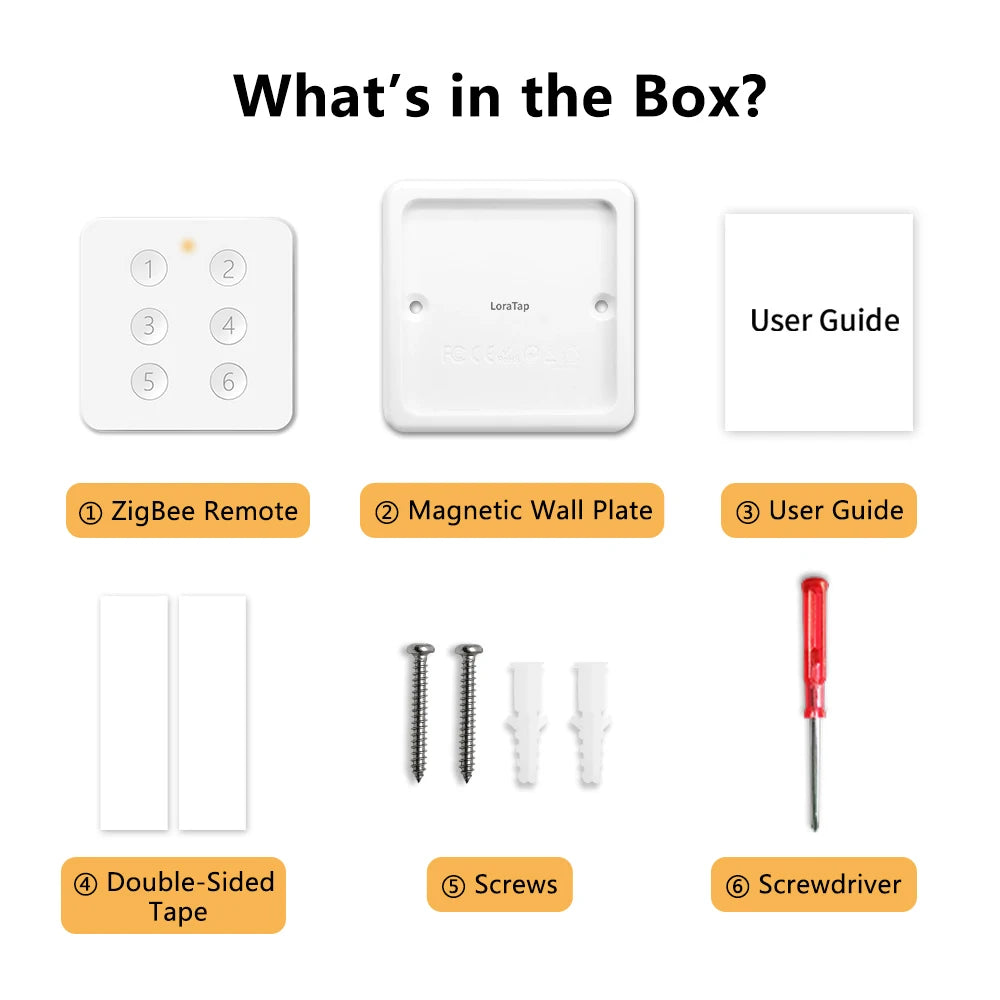 LoraTap ZigBee 3.0 Wireless 6 Push Button Remote Tuya Scene Automation Control Switch Smart Life App