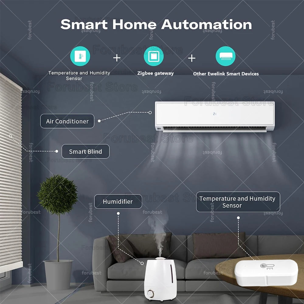 Smart Zigbee Temperature And Humidity Sensor Intelligent Home Thermometer Hygrometer EWelink App Monitor For Alexa Google Alice