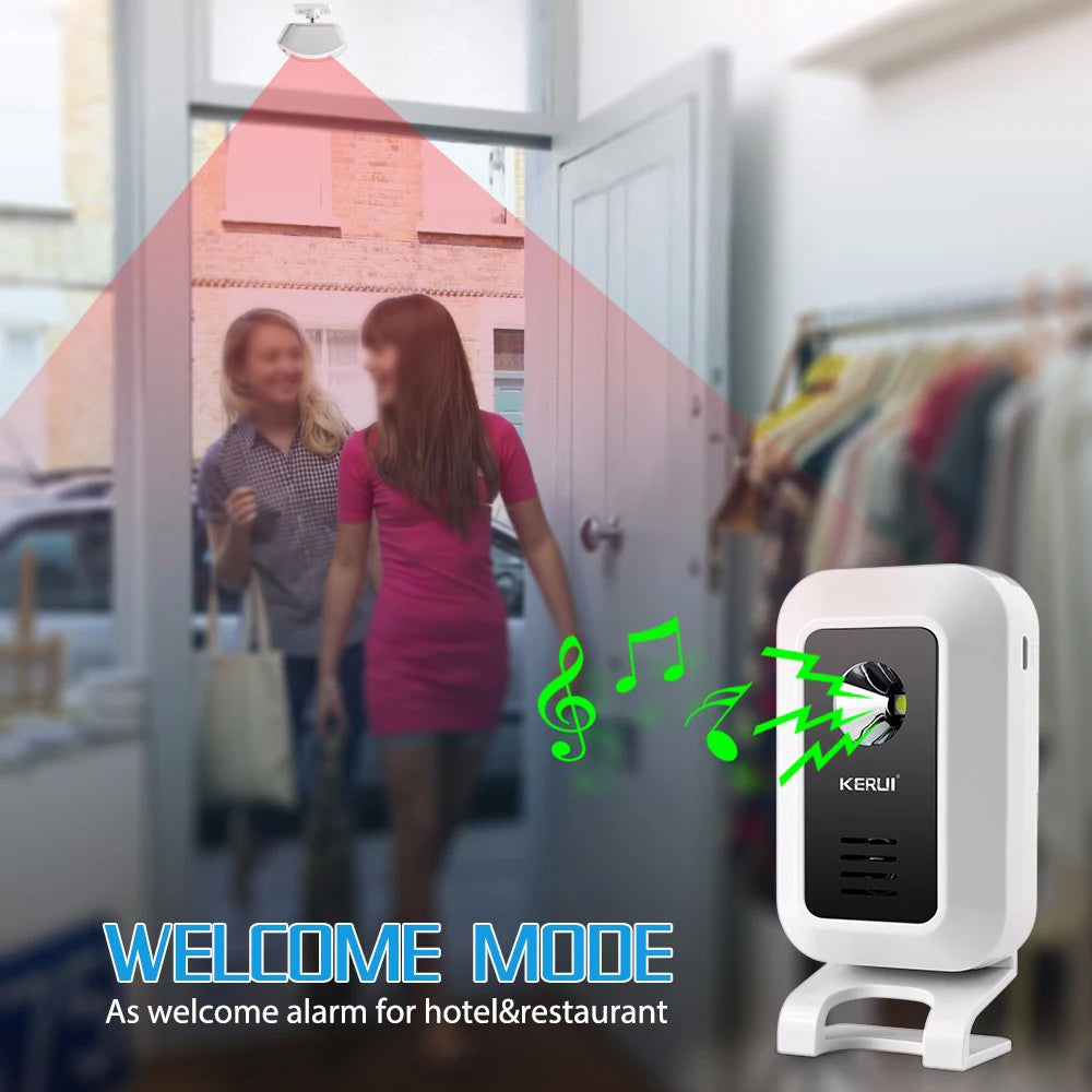 KERUI Wireless Welcome Chime Bell Motion Sensor Detector Security Alarm 32 Songs Doorbell Smart Home LED Night Light Store Shop