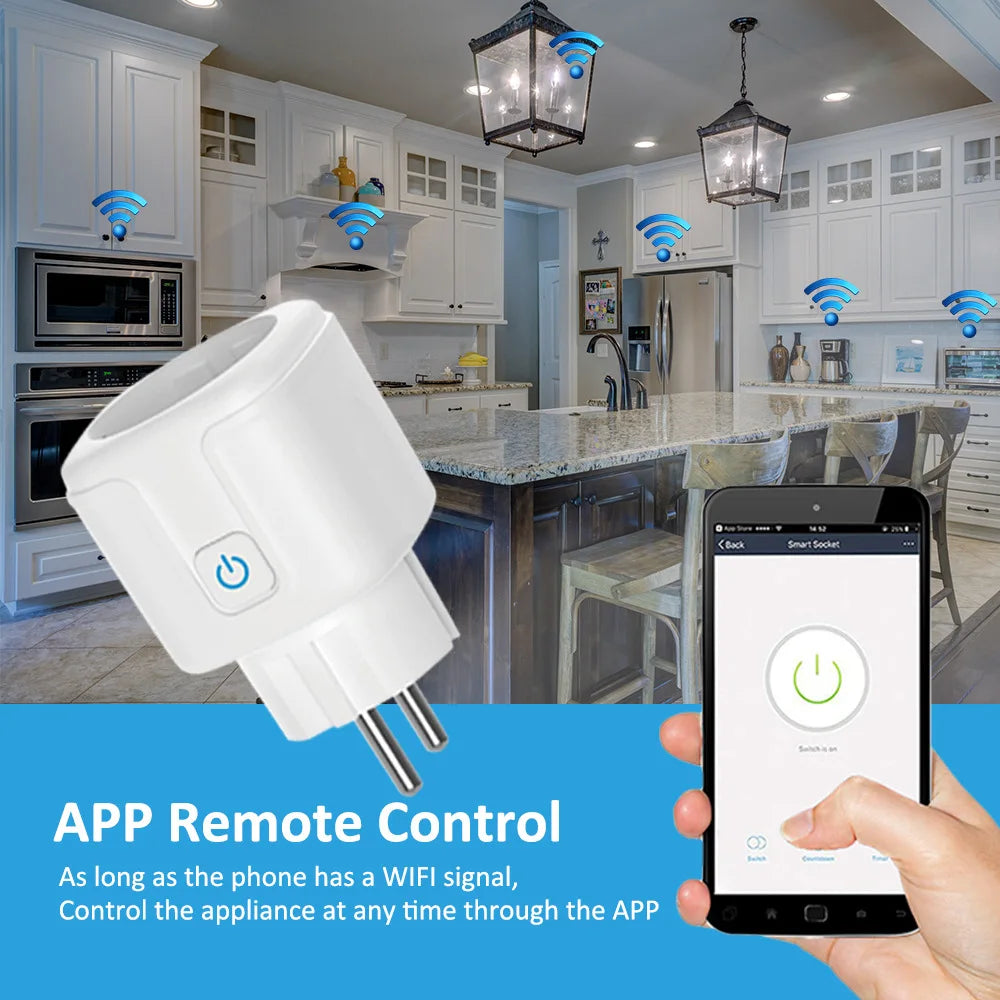 Tuya Matter EU Smart Plug 16A with Energy Consumption Tracking, Compatible with Apple HomeKit, Google Home, and Alexa