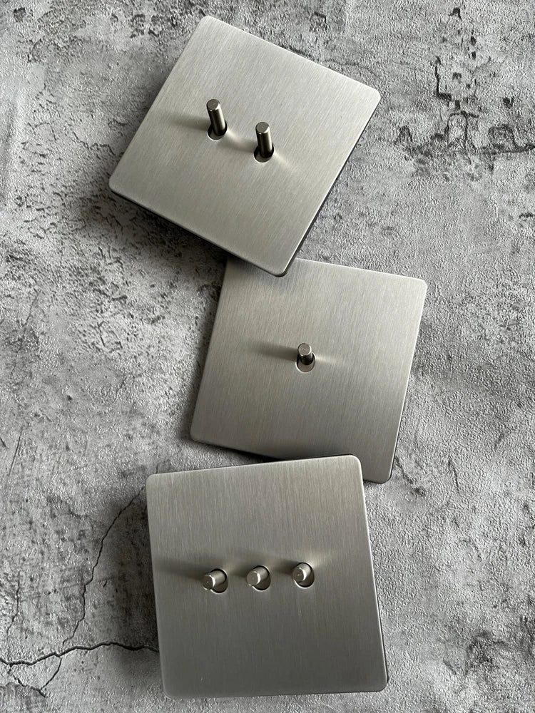 Wall Light Toggle Switch Matte Stainless Steel Brushed Panel for Home Improvement