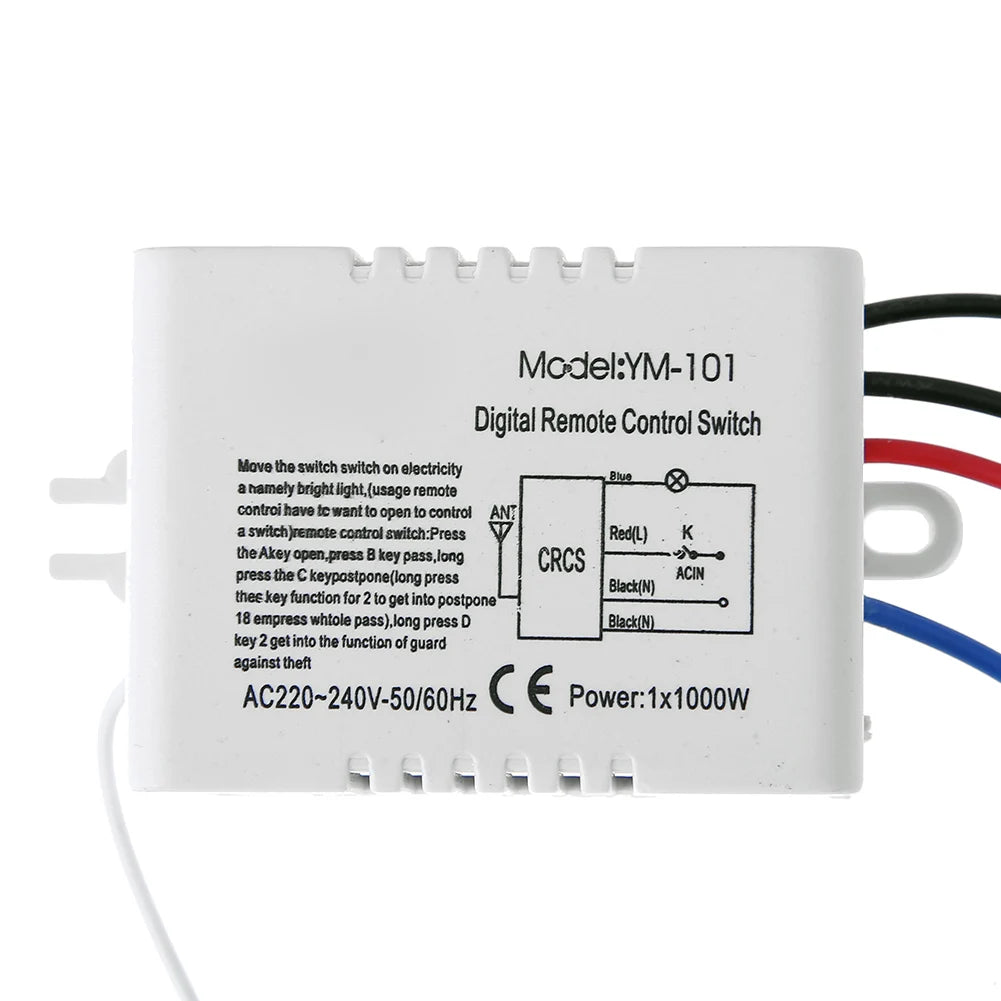 220V Smart Digital Wall Switch Lamp Wireless Radio Remote Control Crystal Lamp Modern Wall Ceiling Lamps 1/2/3 Ways