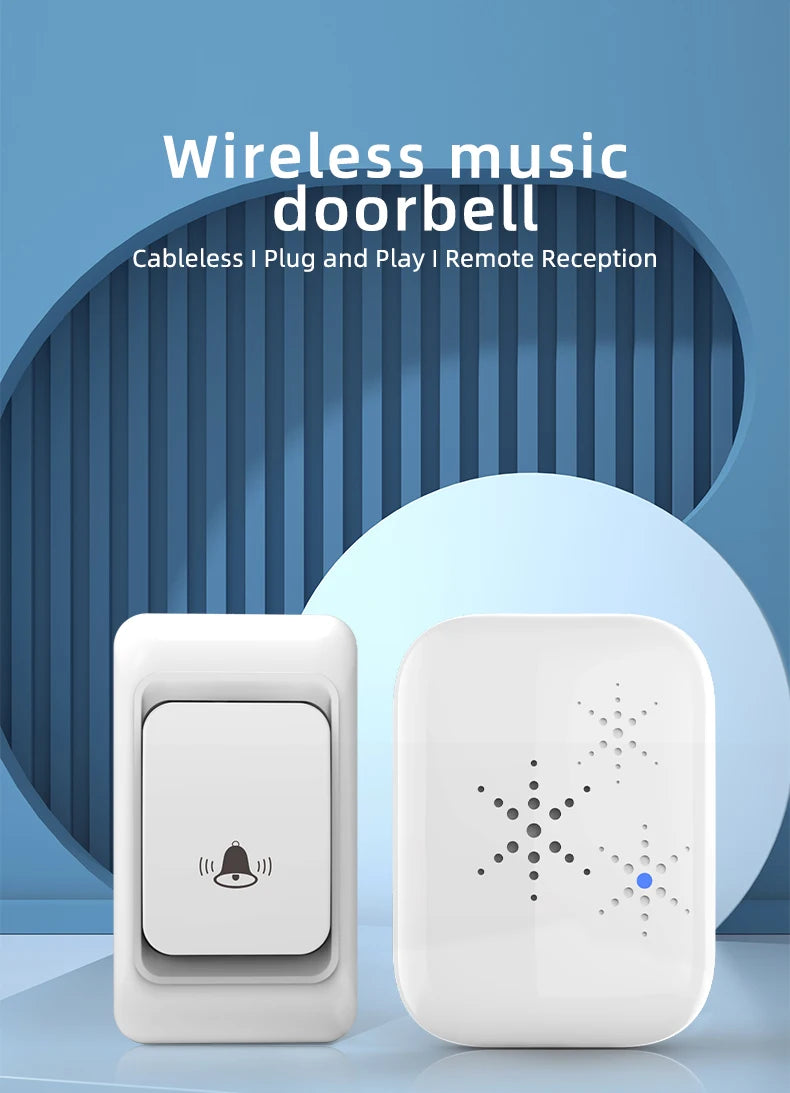 Wireless Doorbell - Home Ultra-Long-Distance Electronic Remote Control Digital Chime Doorbell - Child and Elderly Person Wireles