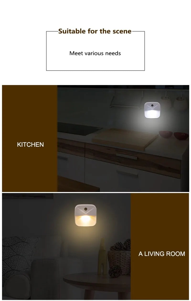 LED Night Light, EU Plug-in Smart Wireless Light Control Sensor Light, 220V Wall Light For Home Corridors, Bathrooms, Hallways