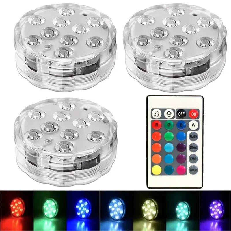 1-8 Pack Submersible LED Lights Waterproof Pool Light Underwater with 16 Colors, Remote Control for Aquarium,Vase, Bath,Hot Tub