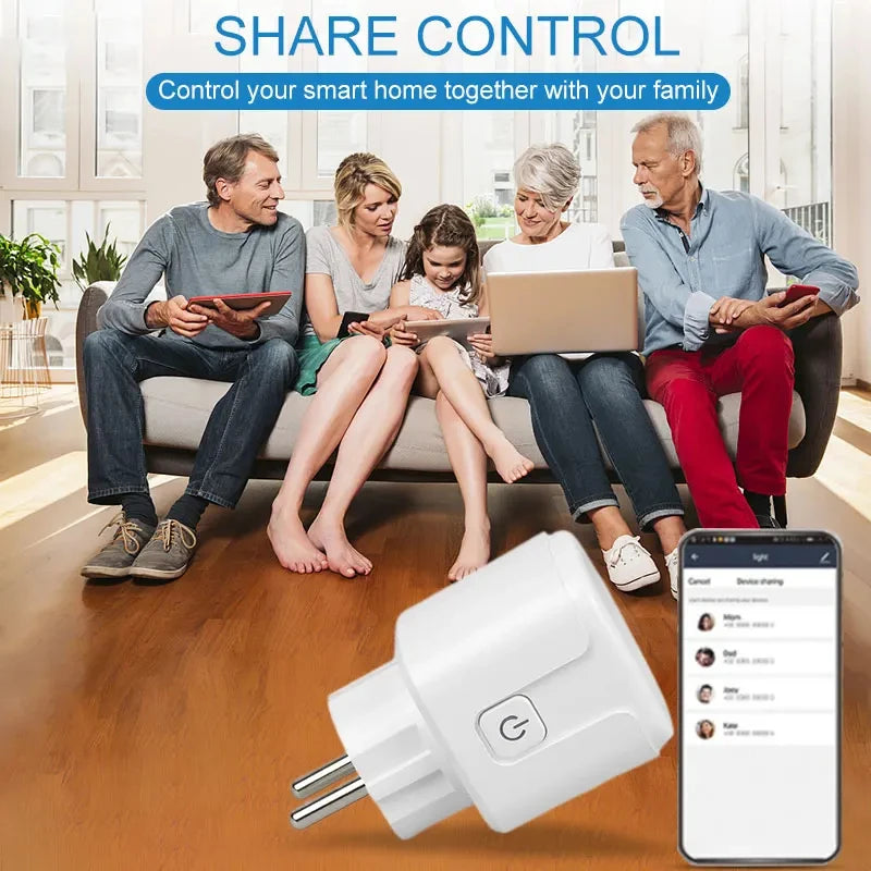 16A/20A Smart Plug WiFi Socket EU With Power Monitor Timing Function  Works With Tuya Smart Life APP Control Alexa Google Home