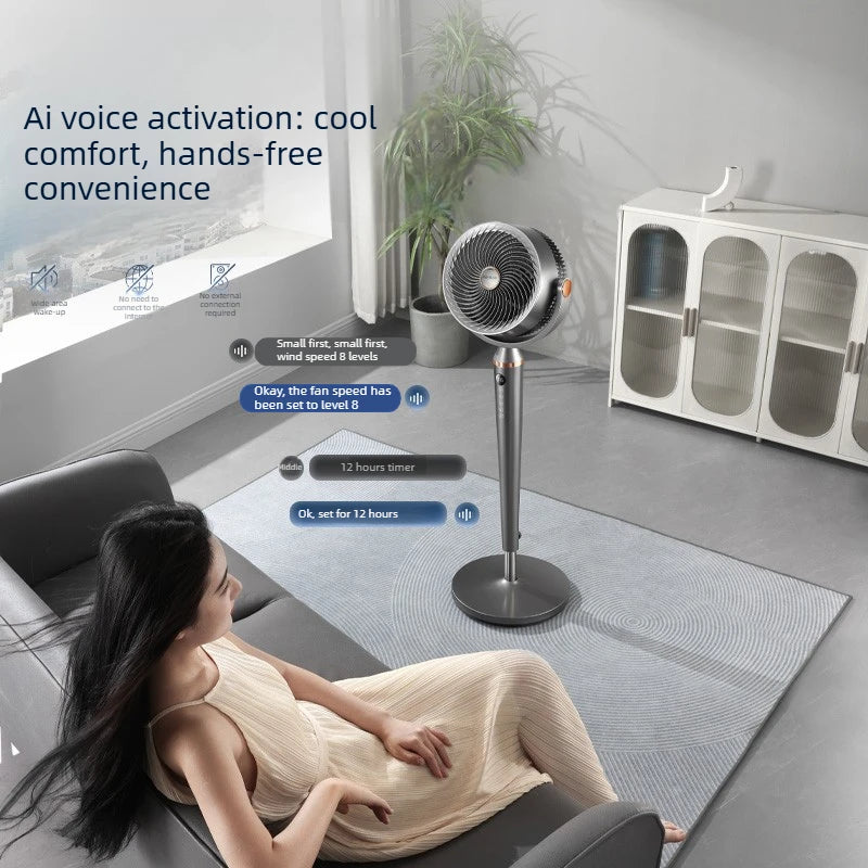 Smart Voice Control Tower Fan with Aromatherapy Energy Saving 12H Timer Adjustable Stand Pure Copper Motor Air Circulator