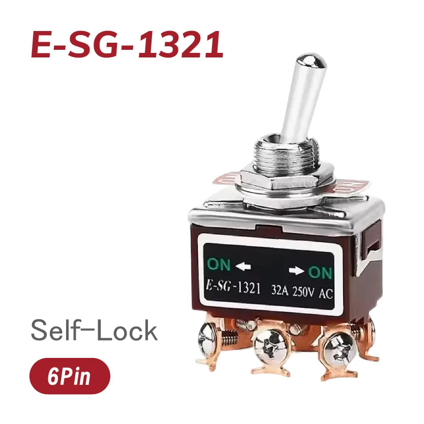 Heavy-Duty E-SG-SERIES Rocker Switch 32A 250VAC Self-Lock Reset with Multiple Pin Options 2-12 Pin