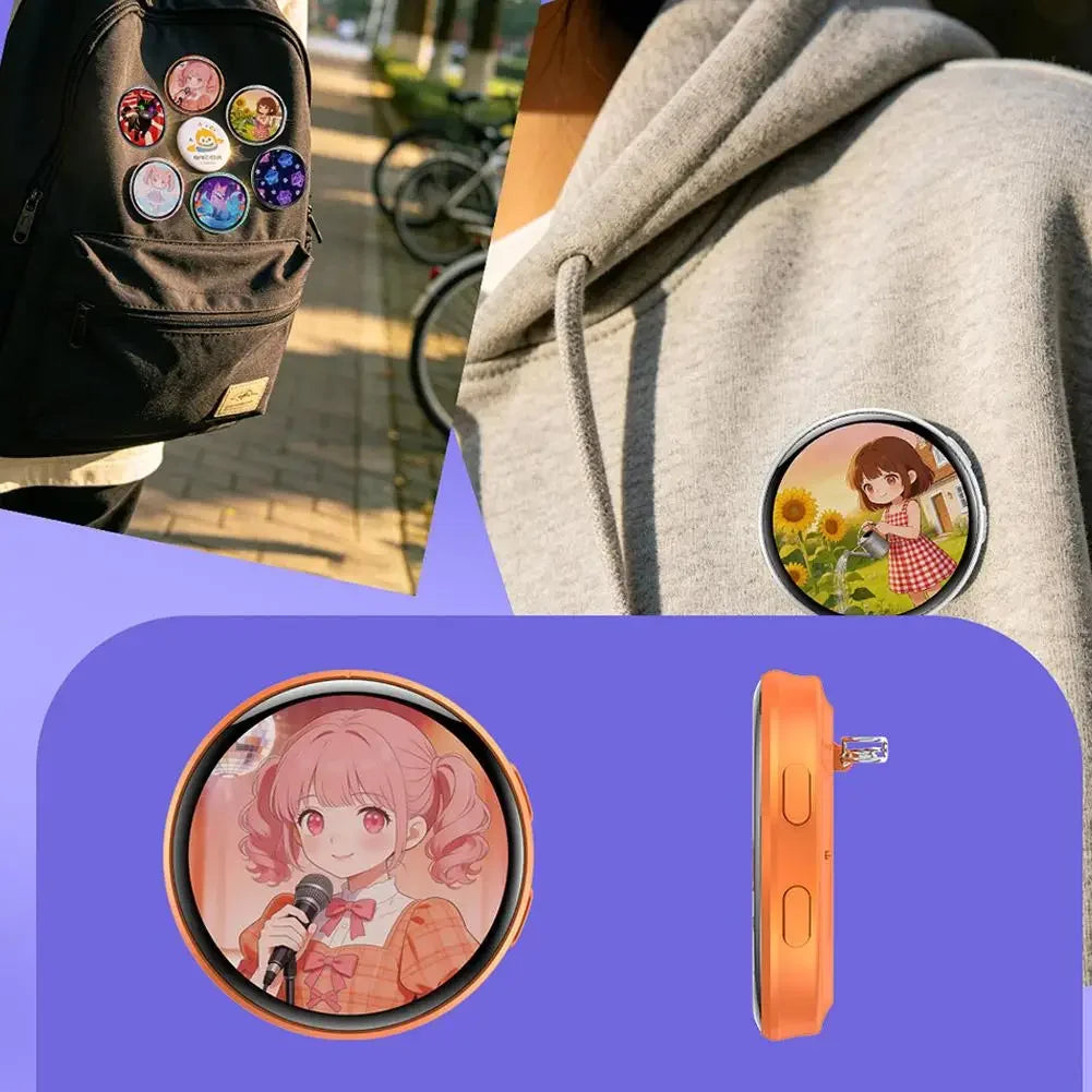 For Ebadge 1.50 Inch Electronic Bar Full Touch Electronic Badge Trendy Play Guzi Anime Badge Fashionable And Cool Standby Mode