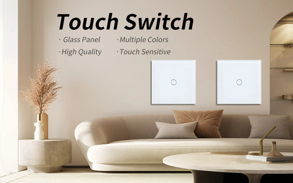 2way 3way 1gang Touch Switch Wall Light Switches No Neutral Wire 240V No Wifi For Staircase Bedside Switches Bedroom
