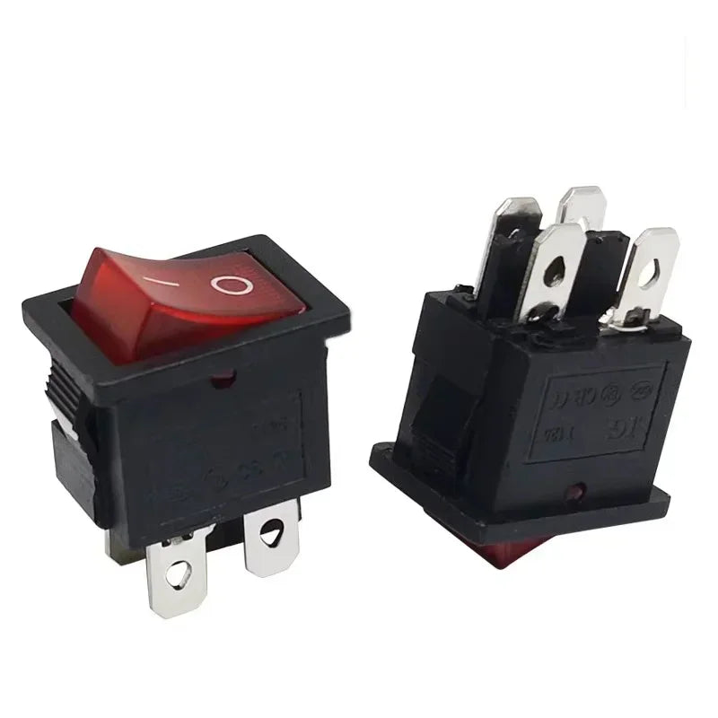 5/20Pcs AC-01 10A Fuse Rocker Switch AC Power Socket ON OFF AC Switches AC01 AC Electrical Connector with Red Lamp